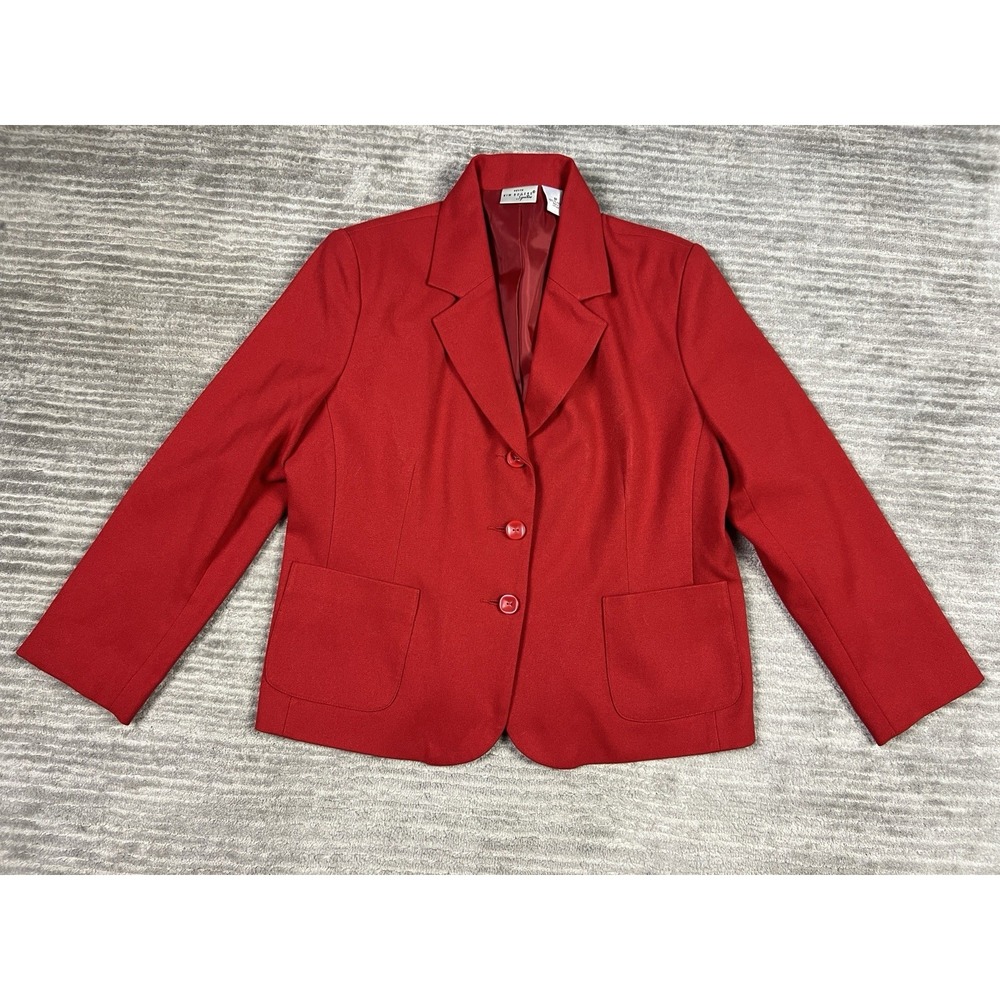 Kim Rogers Signature Jacket Womens 8P Red Button Front Polyester Lined Blazer